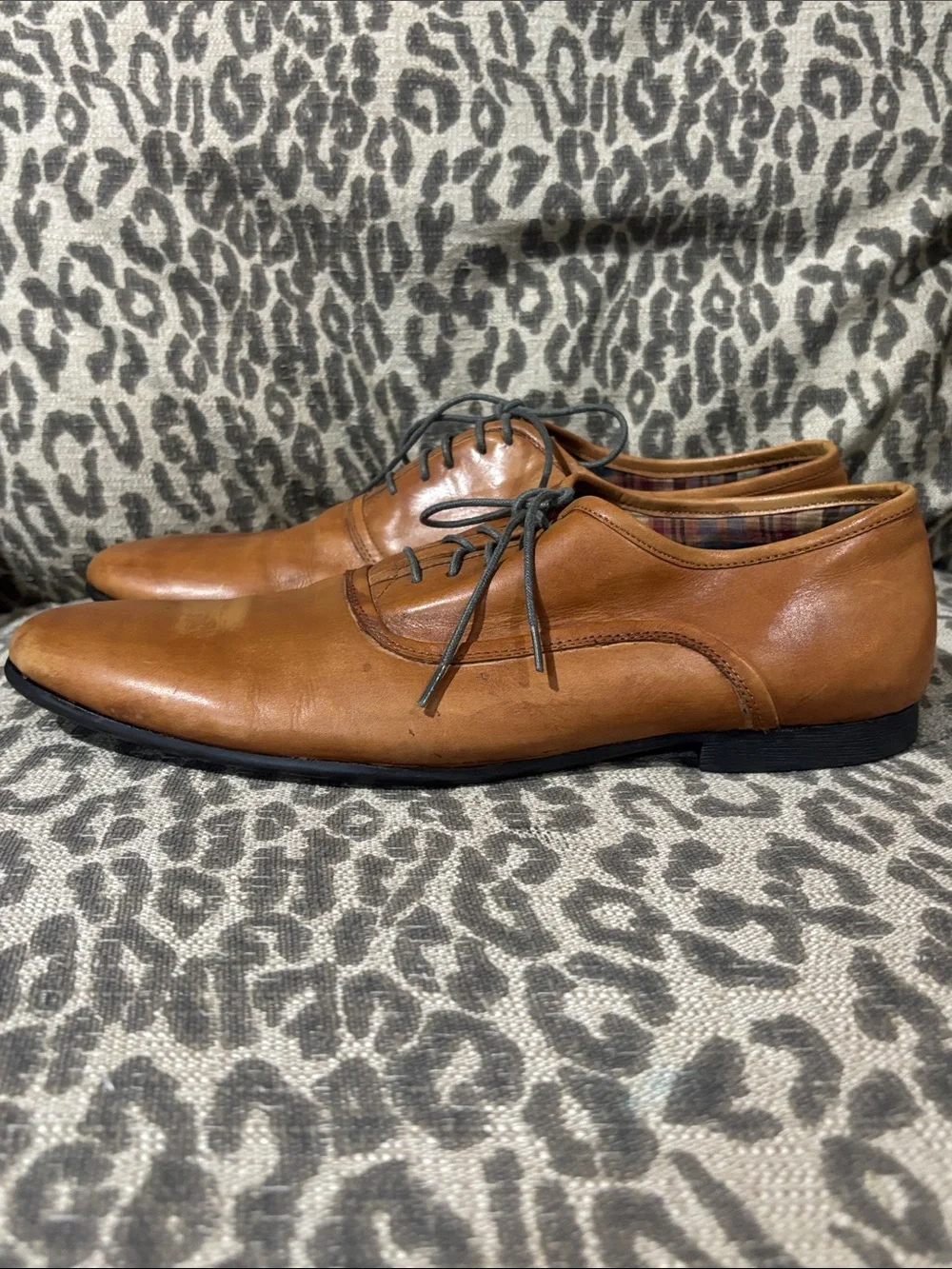 Bed Stu  oxford cognac brown burnished leather distressed casual lace up mens 10
